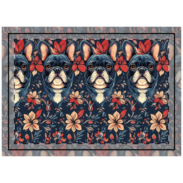Midnight Blooms French Bulldog Throw Pillow