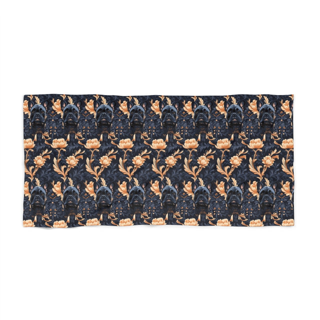 Midnight Frenchie Elegance Beach Towel
