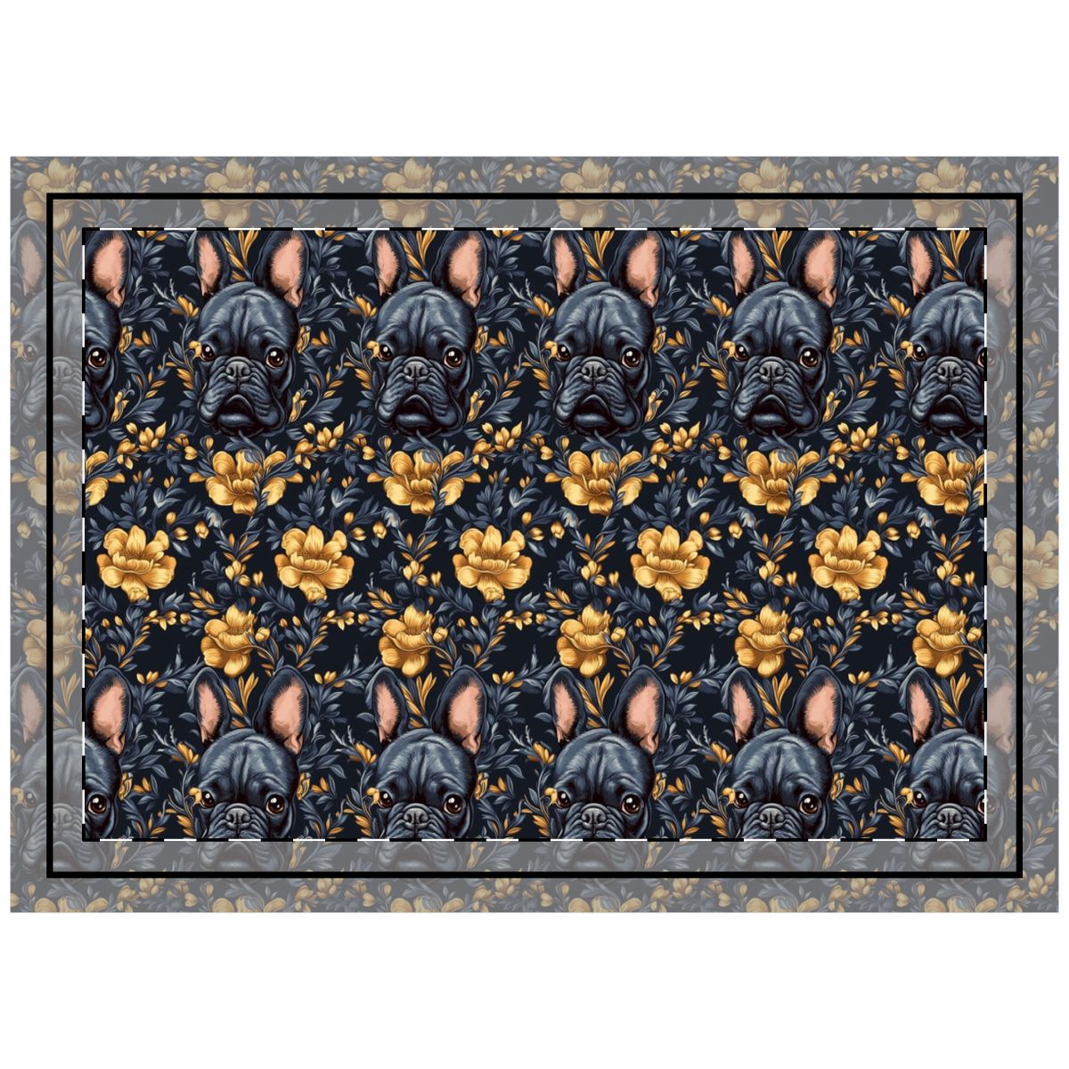 Midnight Garden Frenchies Throw Pillow
