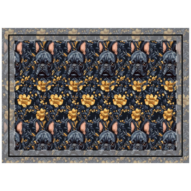 Midnight Garden Frenchies Throw Pillow