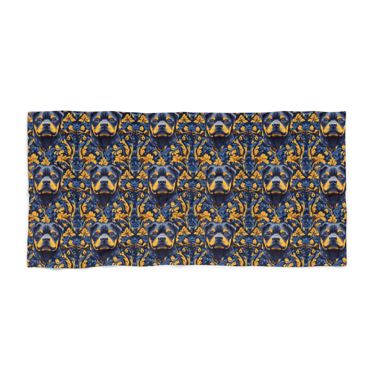 Midnight Gilded Rottweilers Beach Towel
