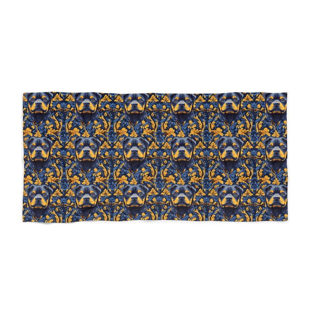 Midnight Gilded Rottweilers Beach Towel