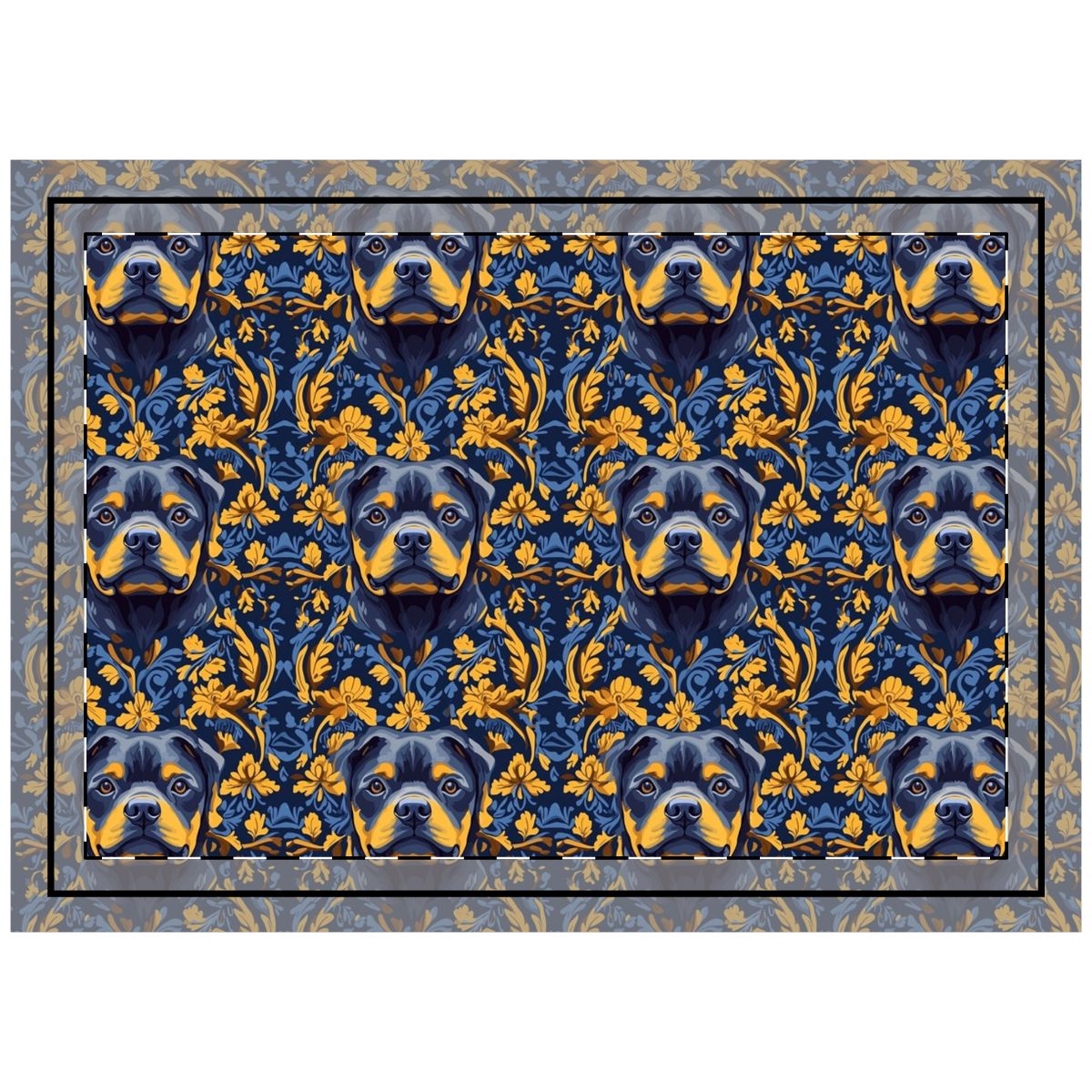 Midnight Gilded Rottweilers Throw Pillow