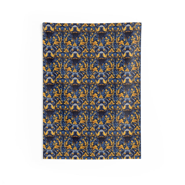 Midnight Gilded Rottweilers Wall Tapestry