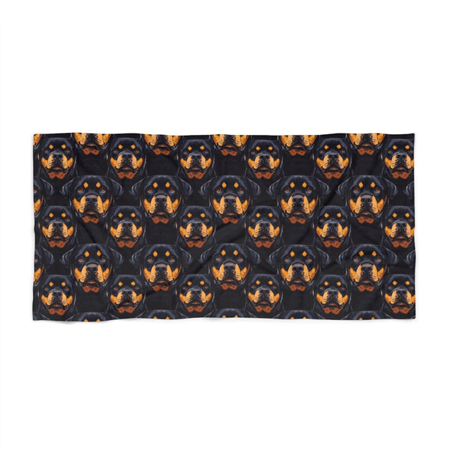 Midnight Guardian Rottweilers Beach Towel