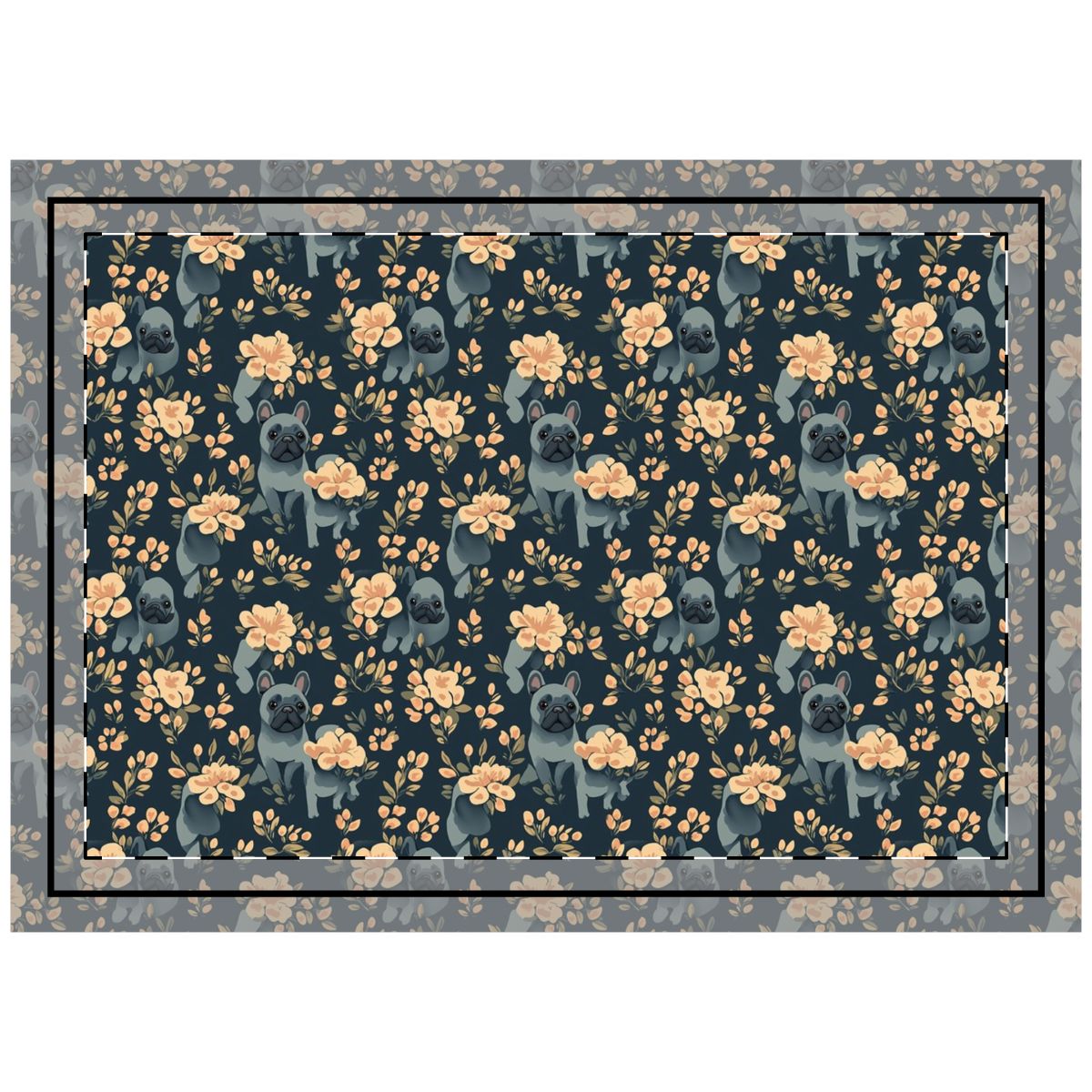 Moonlit Garden French Bulldogs Throw Pillow
