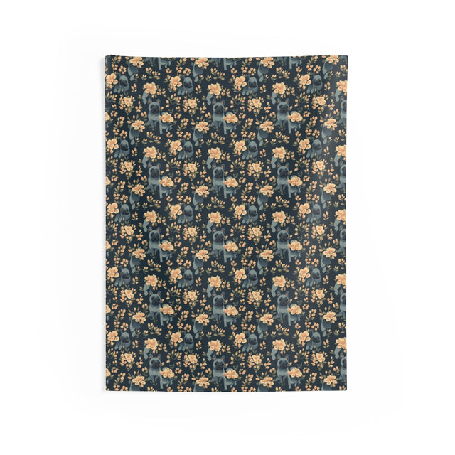 Moonlit Garden French Bulldogs Wall Tapestry