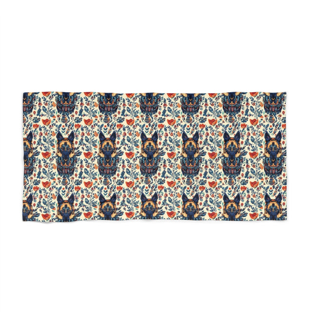 Navy Garden Shepherds Beach Towel