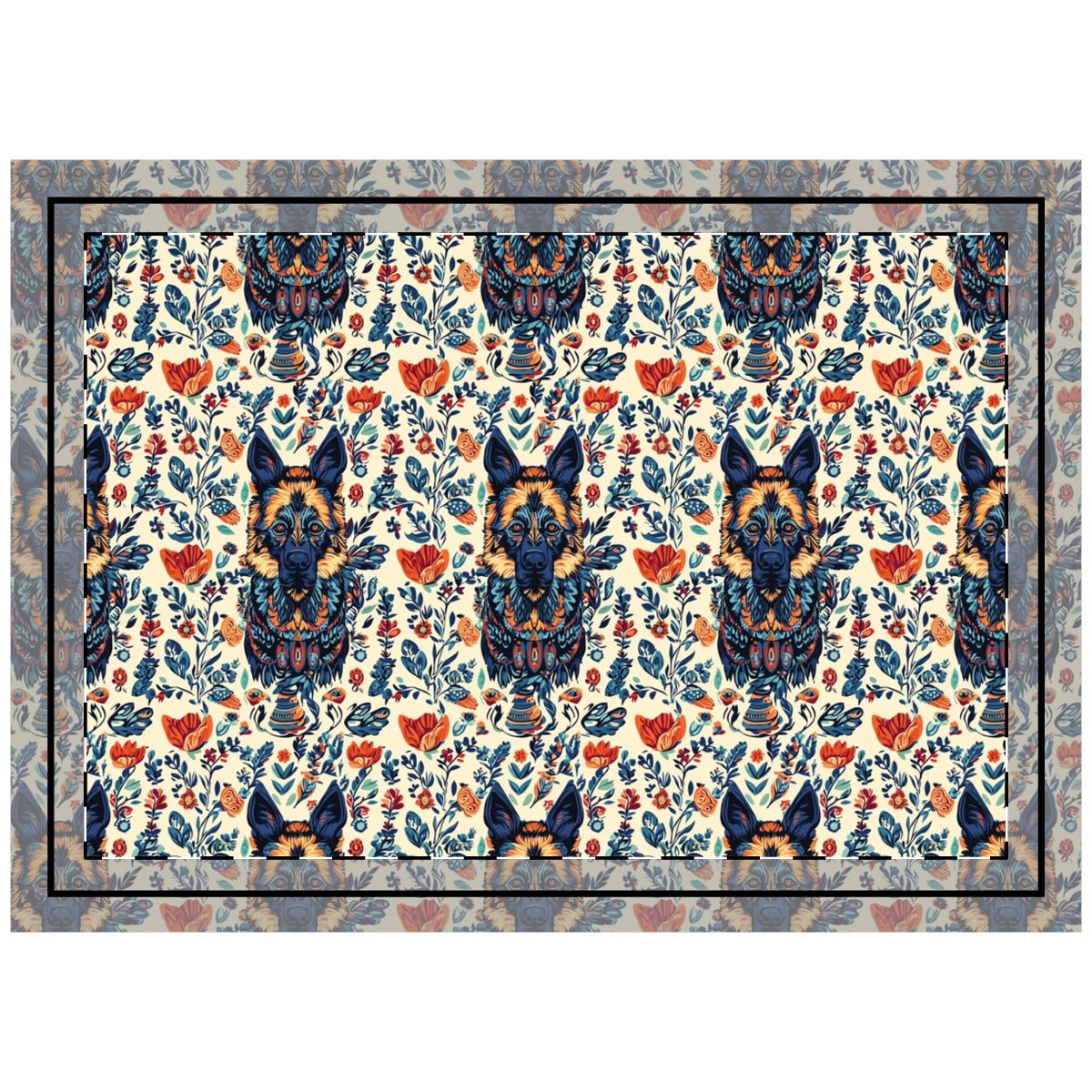 Navy Garden Shepherds Throw Pillow