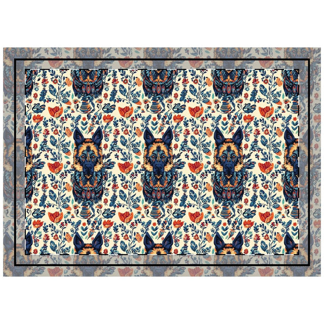 Navy Garden Shepherds Throw Pillow