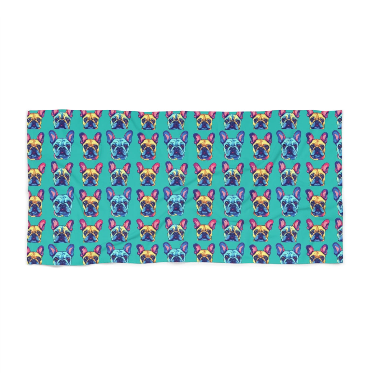 Neon Dreams French Bulldogs Beach Towel
