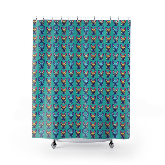 Neon Dreams French Bulldogs Shower Curtain