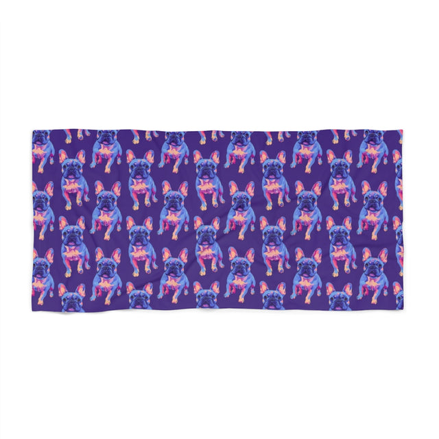 Neon Dreams Frenchies Beach Towel