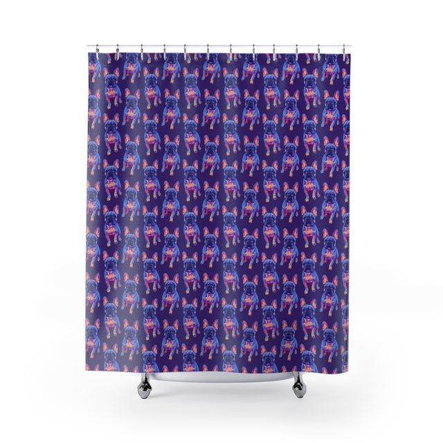 Neon Dreams Frenchies Shower Curtain