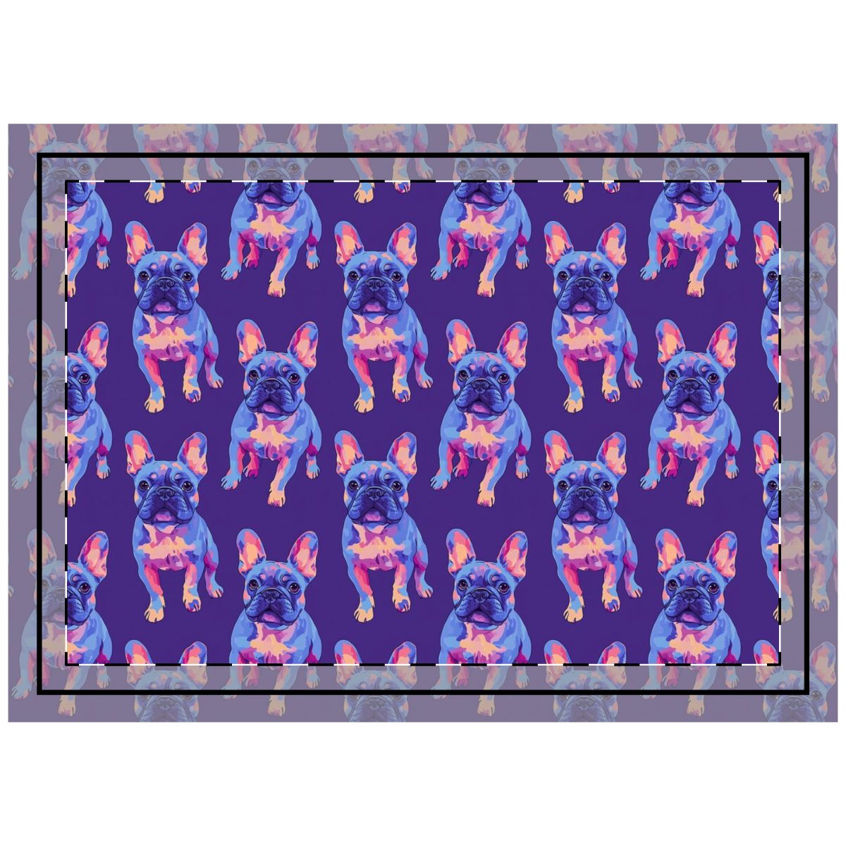Neon Dreams Frenchies Throw Pillow