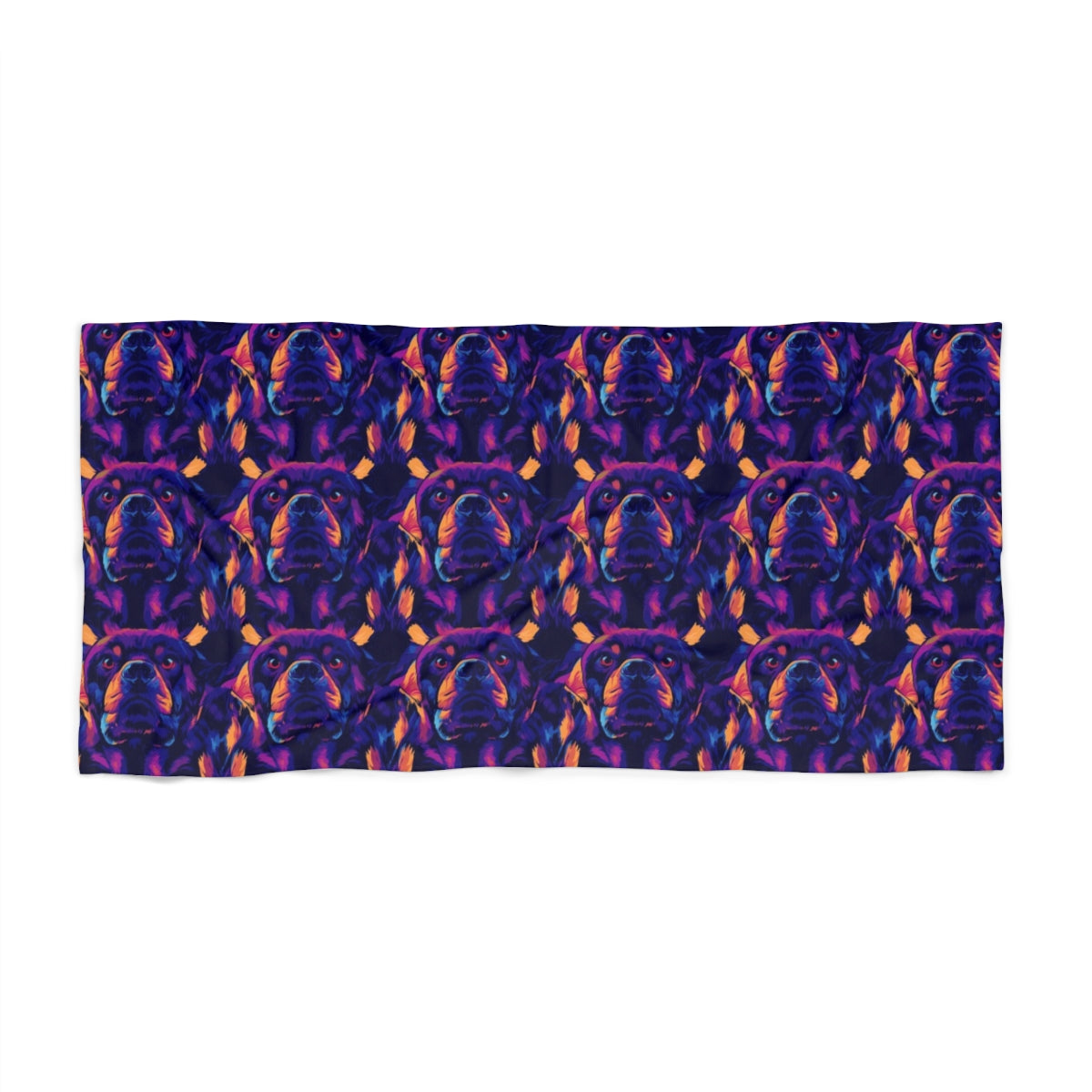 Neon Dreams Rottweiler Beach Towel