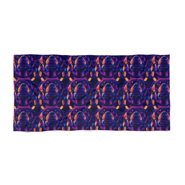 Neon Dreams Rottweiler Beach Towel