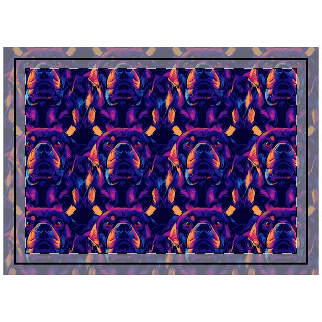 Neon Dreams Rottweiler Throw Pillow