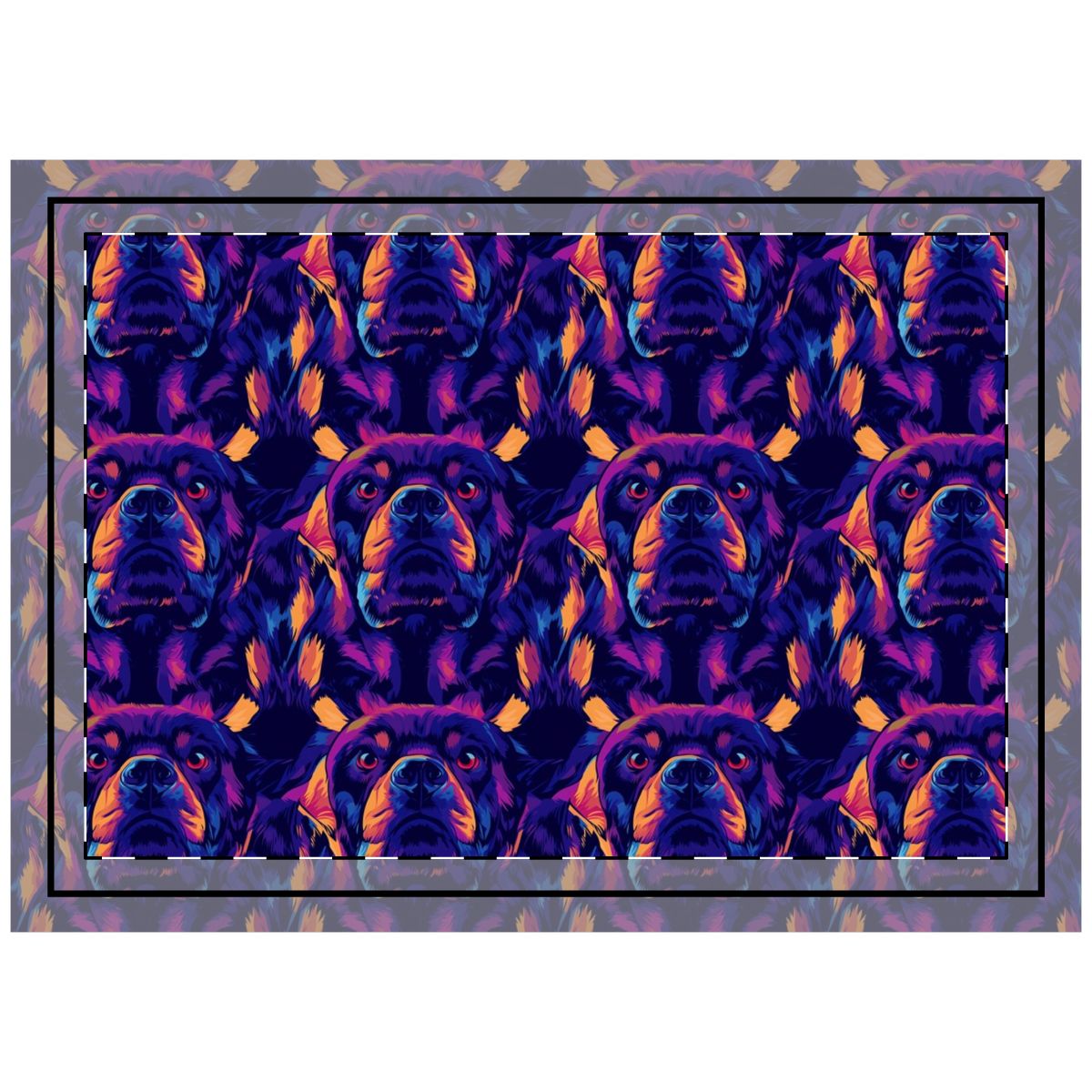 Neon Dreams Rottweiler Throw Pillow
