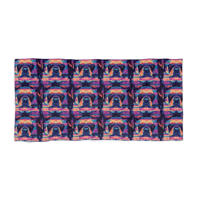 Neon Nostalgia Rottweiler Beach Towel