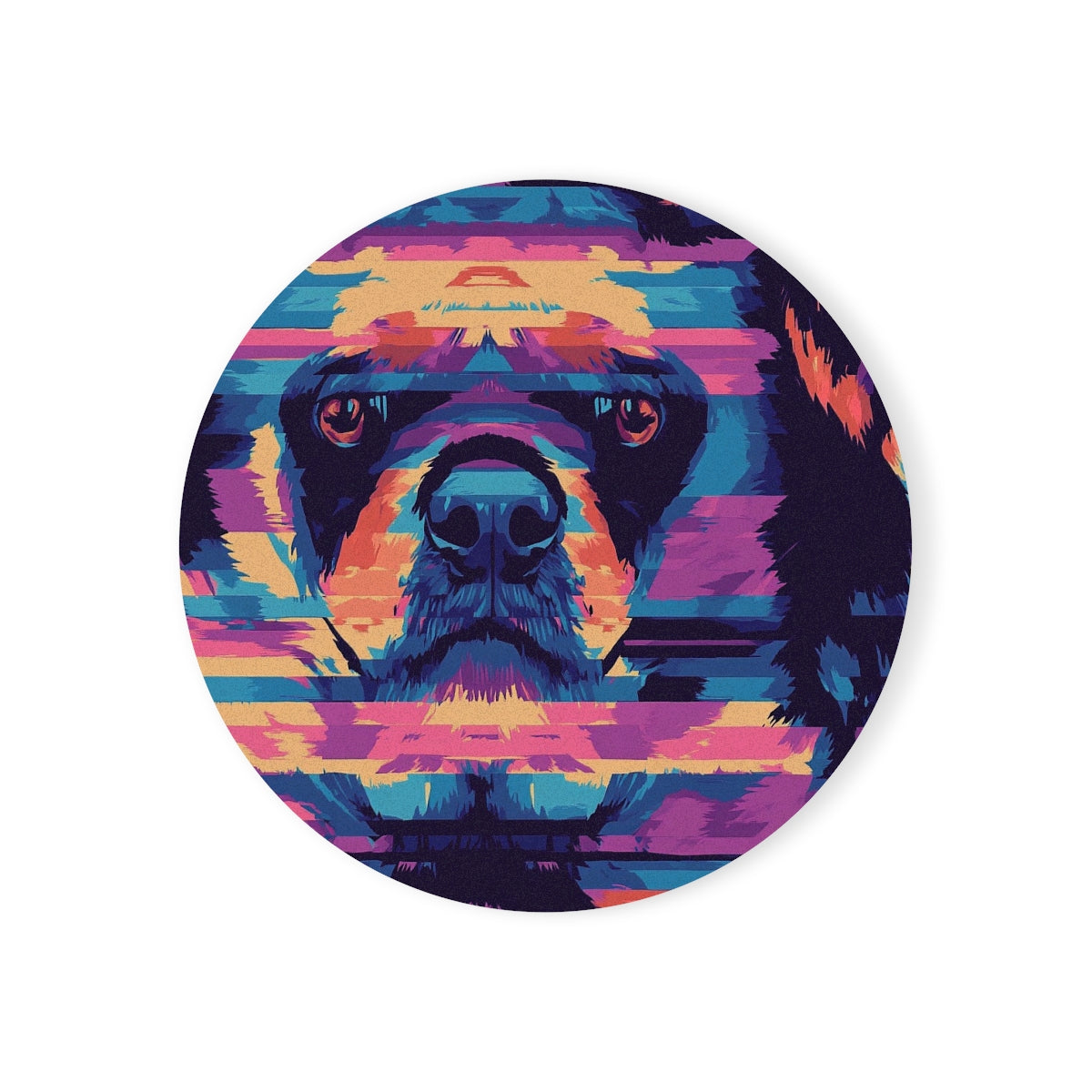 Neon Nostalgia Rottweiler Coasters