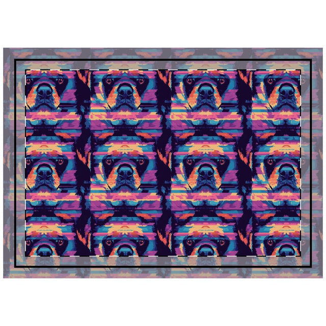 Neon Nostalgia Rottweiler Throw Pillow