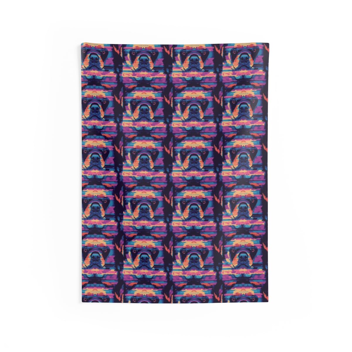Neon Nostalgia Rottweiler Wall Tapestry