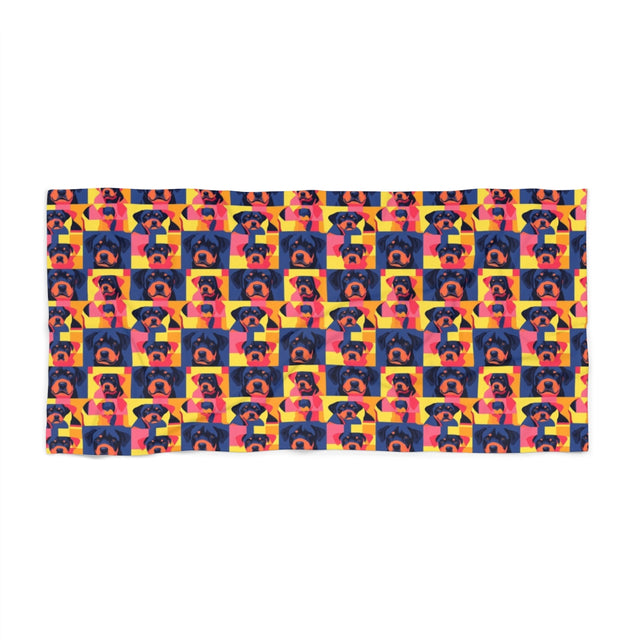 Neon Pop Rottweilers Beach Towel