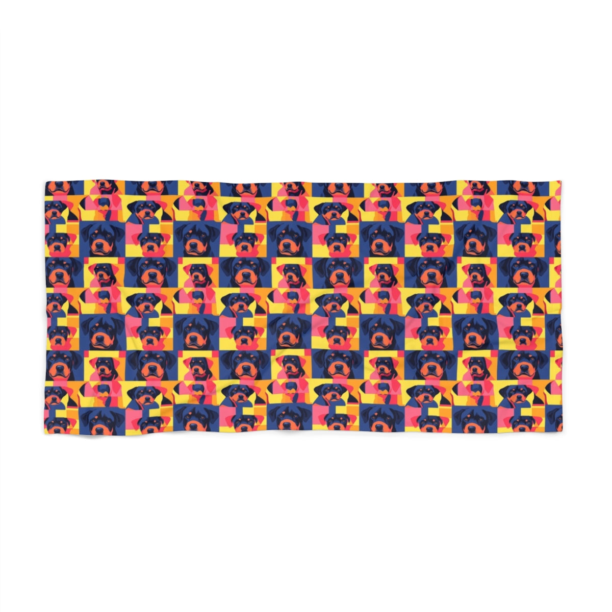 Neon Pop Rottweilers Beach Towel