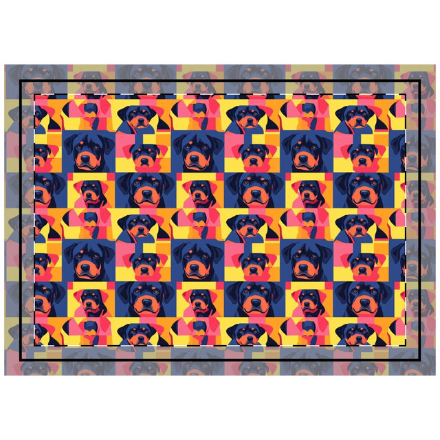 Neon Pop Rottweilers Throw Pillow