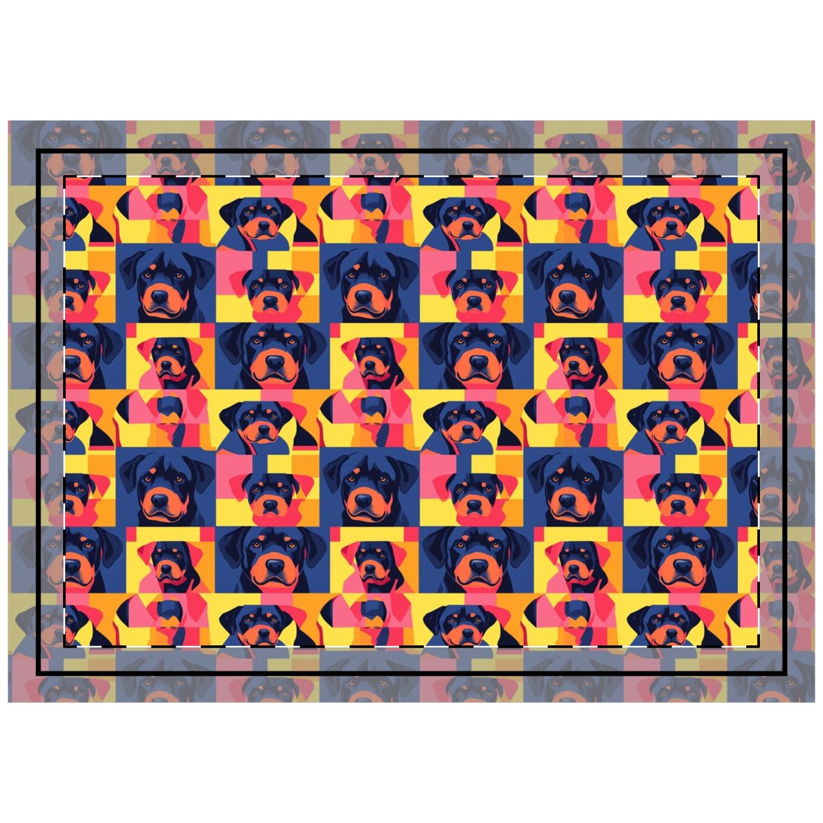 Neon Pop Rottweilers Throw Pillow