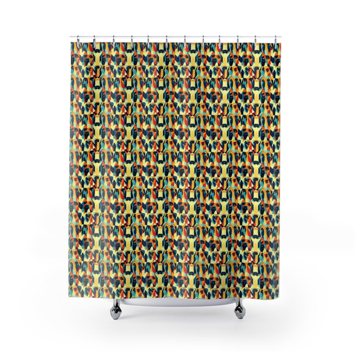 Orange Cubist Companions Shower Curtain