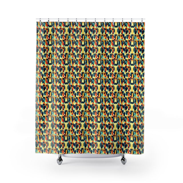 Orange Cubist Companions Shower Curtain