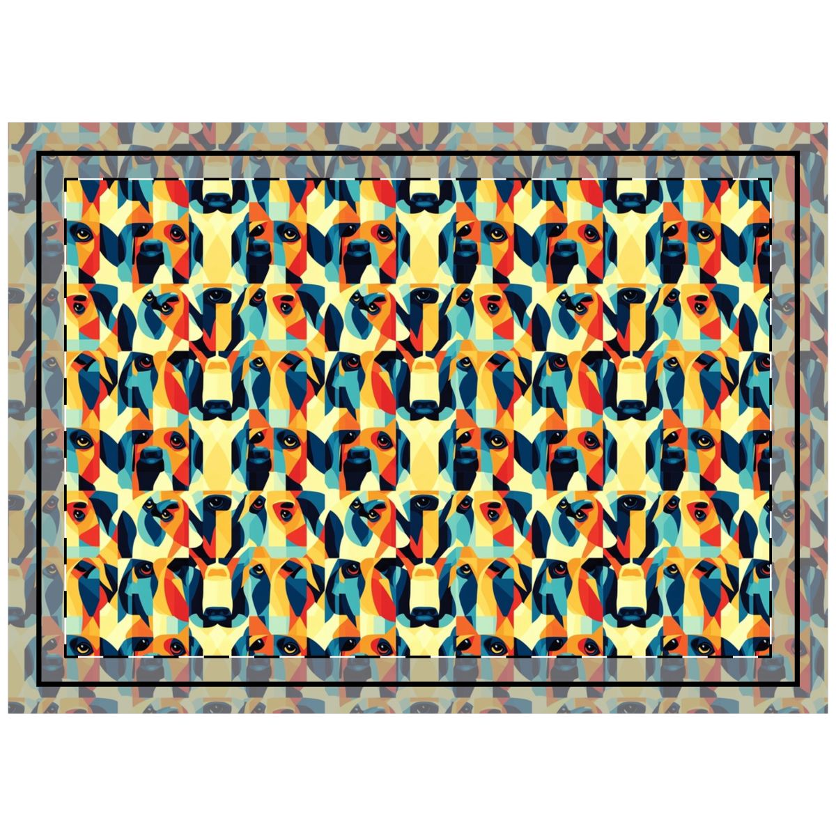 Orange Cubist Companions Throw Pillow