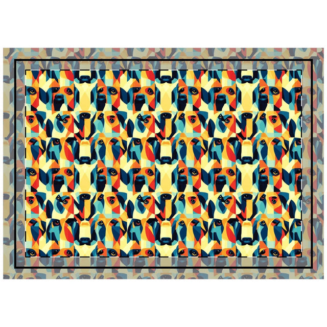 Orange Cubist Companions Throw Pillow