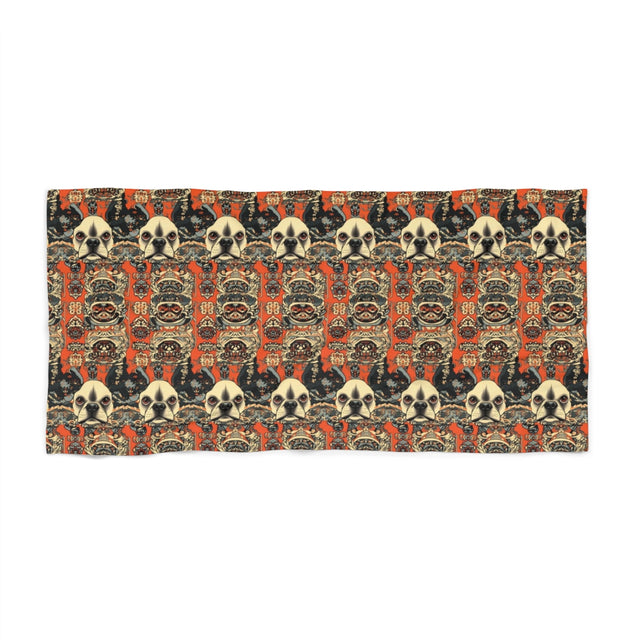 Ornamental Frenchie Tapestry Beach Towel