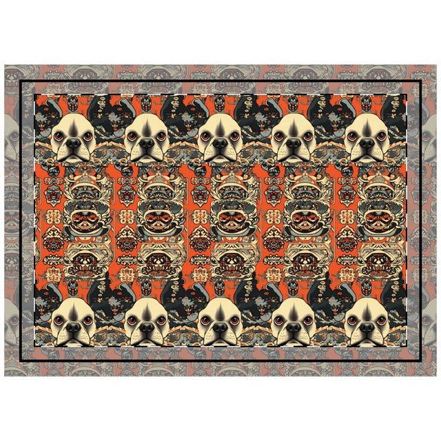 Ornamental Frenchie Tapestry Throw Pillow
