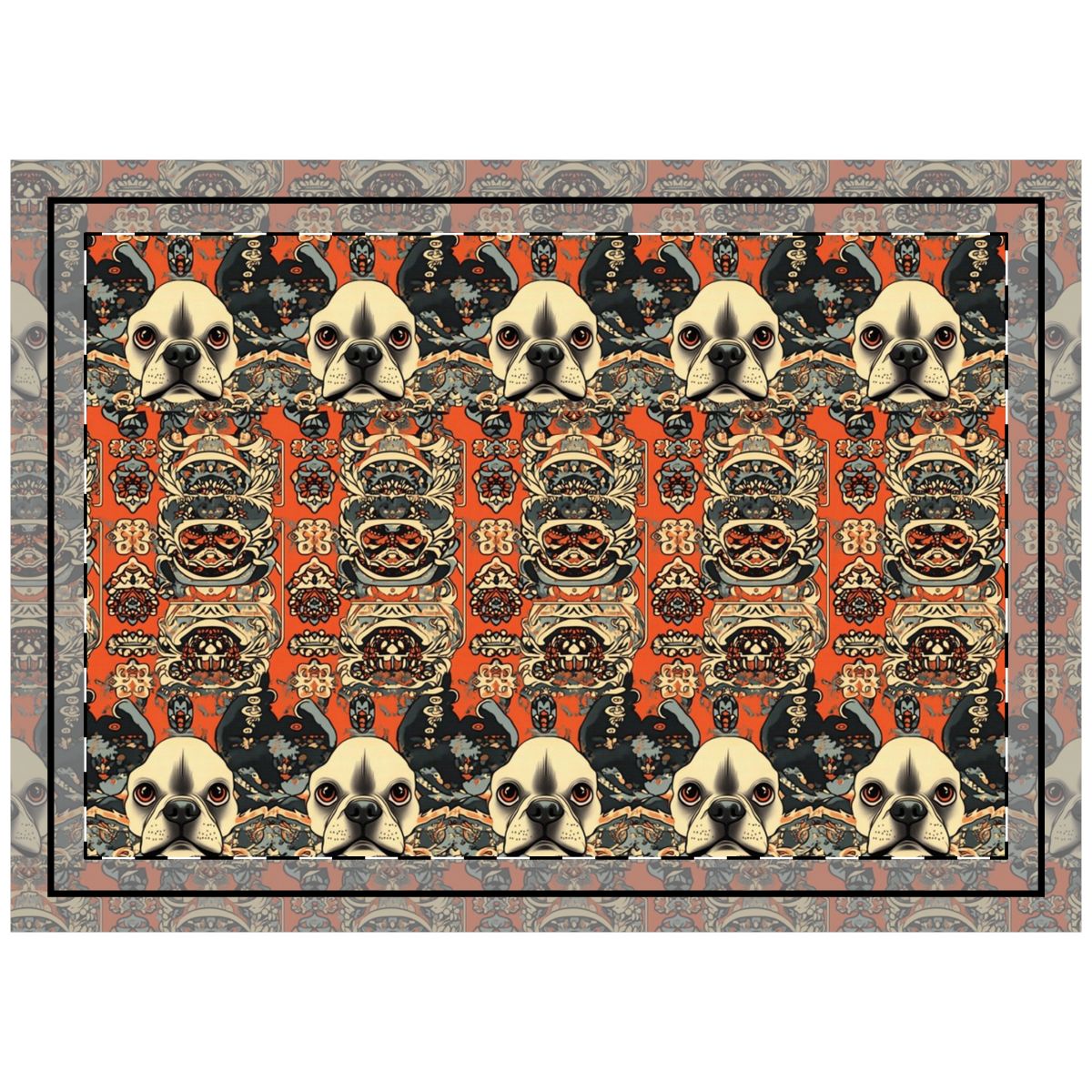 Ornamental Frenchie Tapestry Throw Pillow