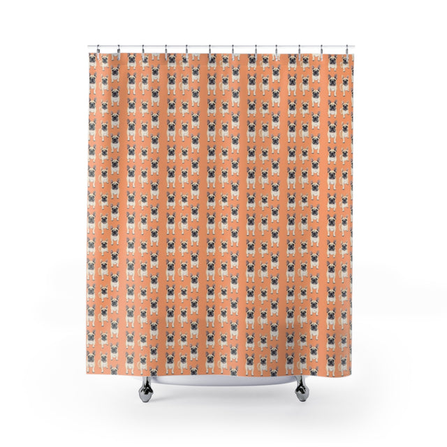 Peachy Keen Frenchies Shower Curtain