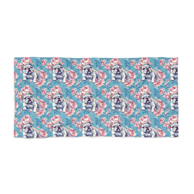 Peony Garden Bulldogs Beach Towel