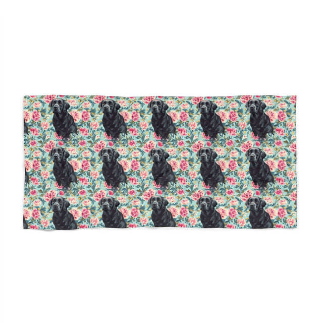 Peony Garden Labradors Beach Towel