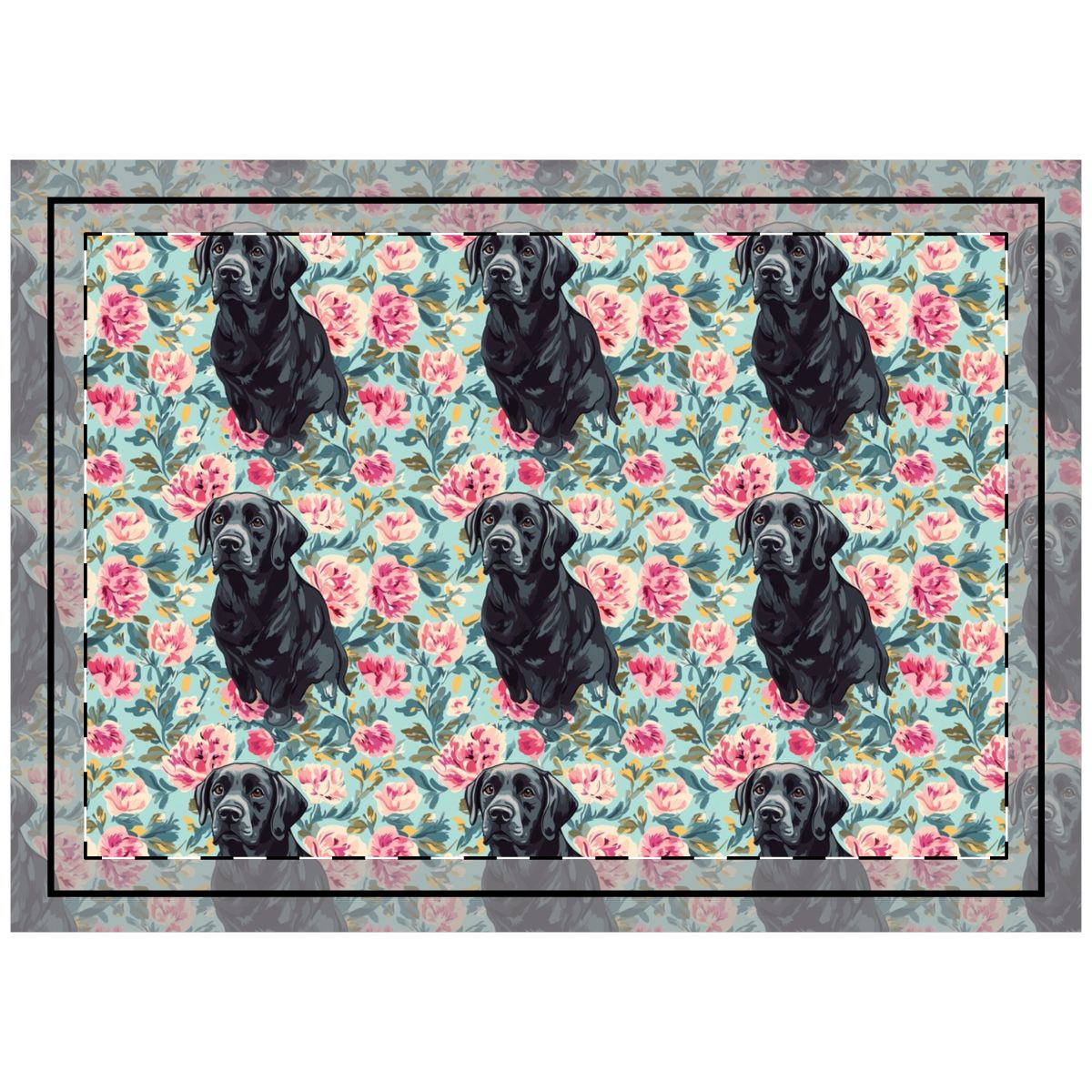 Peony Garden Labradors Throw Pillow