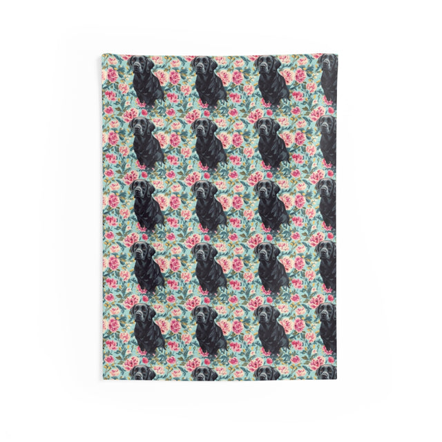 Peony Garden Labradors Wall Tapestry