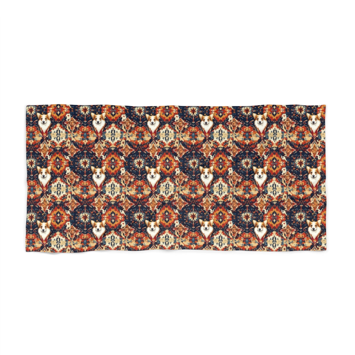 Persian Garden Corgis Beach Towel