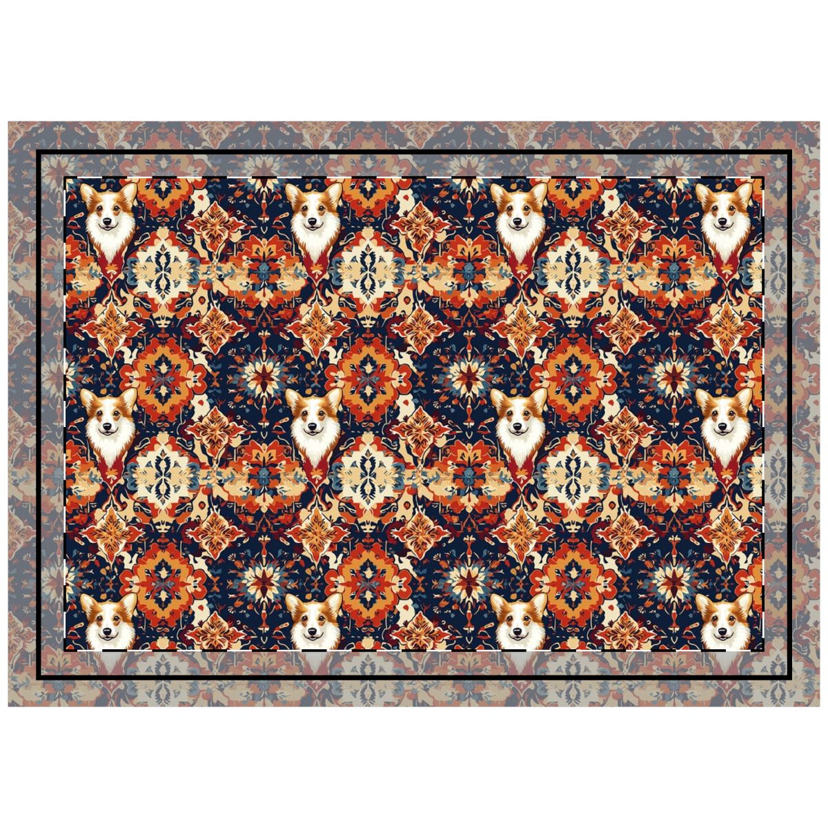 Persian Garden Corgis Throw Pillow