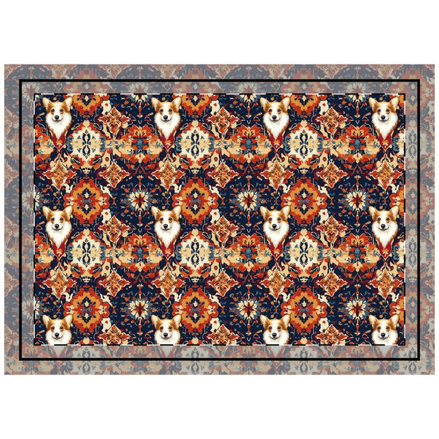 Persian Garden Corgis Throw Pillow