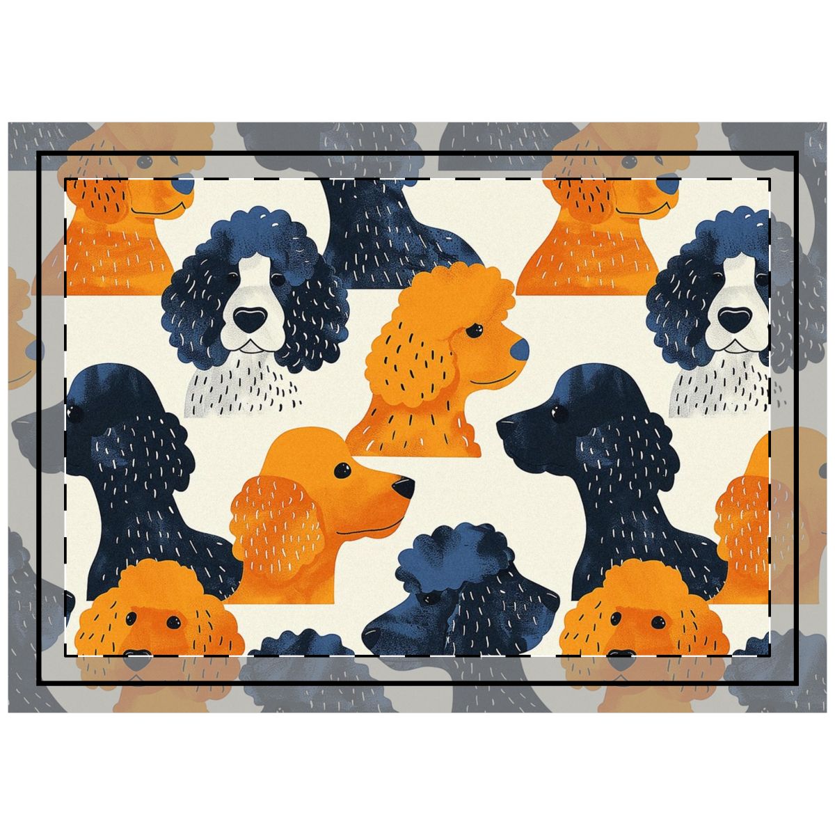 Poodle Parade Sunset Throw Pillow