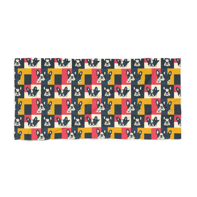Pop Art Frenchie Block Beach Towel