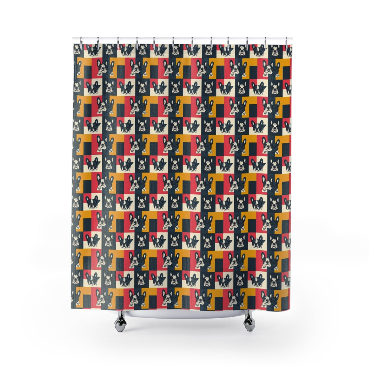 Pop Art Frenchie Block Shower Curtain