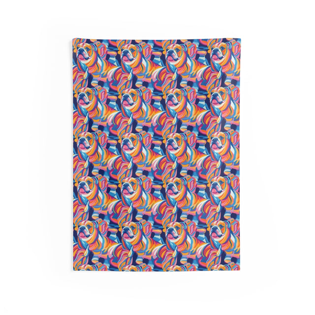 Psychedelic Bulldog Dream Wall Tapestry